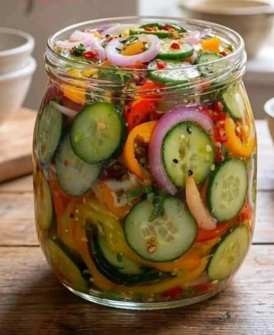 Anti-Inflammatory Pickled Cucumber, Onion & Bell Pepper Salad