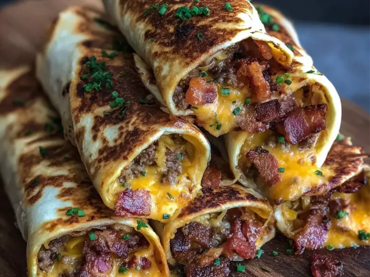 Garlic Butter Bacon Cheeseburger Rollups with Melty Cheese