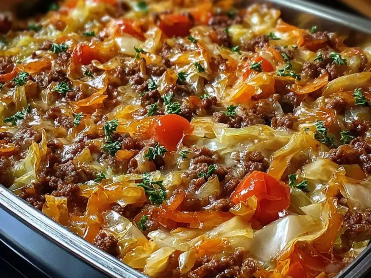 Hearty Cabbage and Ground Beef Casserole with Rice