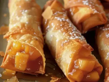 Peach Cobbler Egg Rolls (Crispy in 30 Minutes)