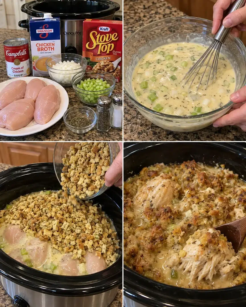 Crock Pot Chicken and Stuffing Juicy